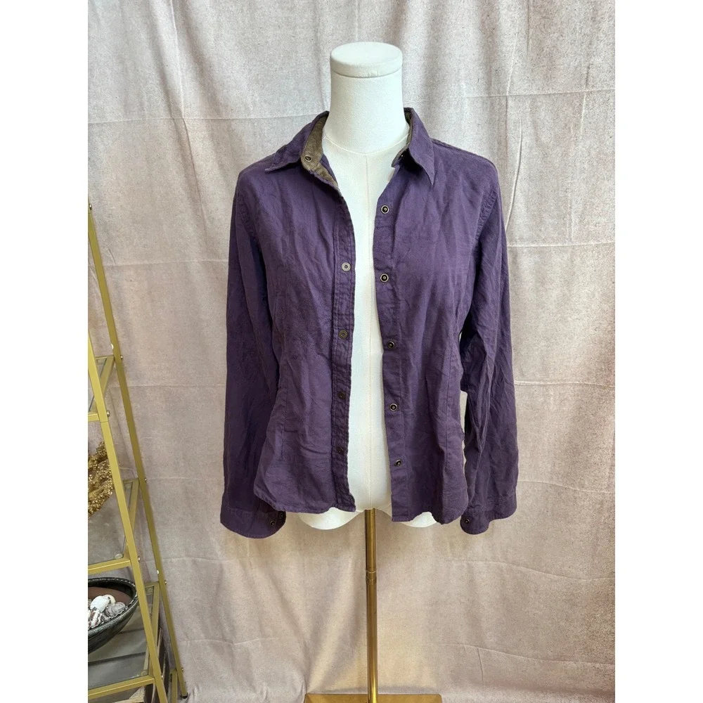 Columbia River Resort Purple Floral Jacquard Snap Button Down Shirt Womens Small